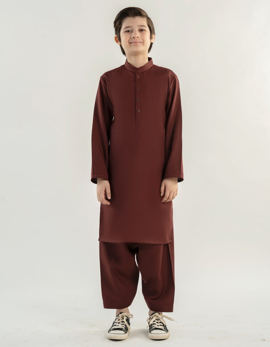 MAROON BLENDED KAMEEZ SHALWAR | JCKS-A-46505