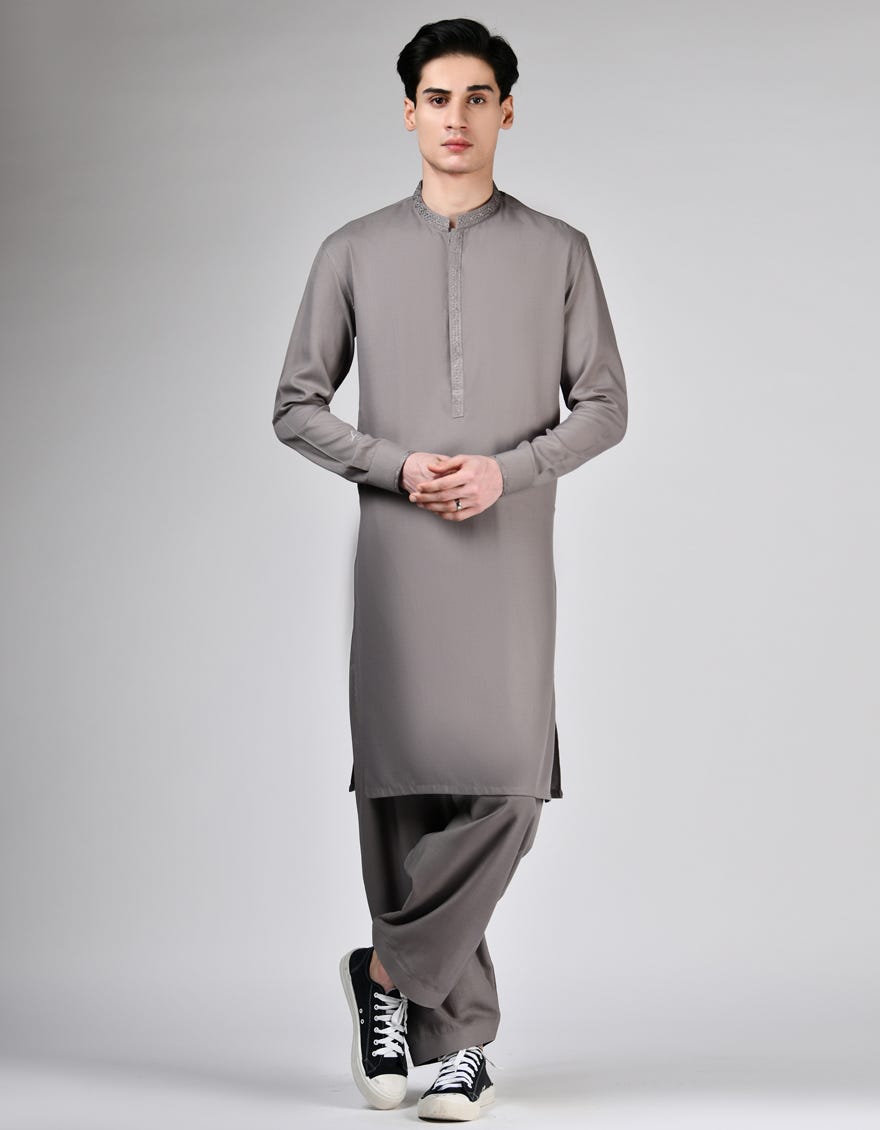 GREY BLENDED KAMEEZ SHALWAR | JTKS-A-46513