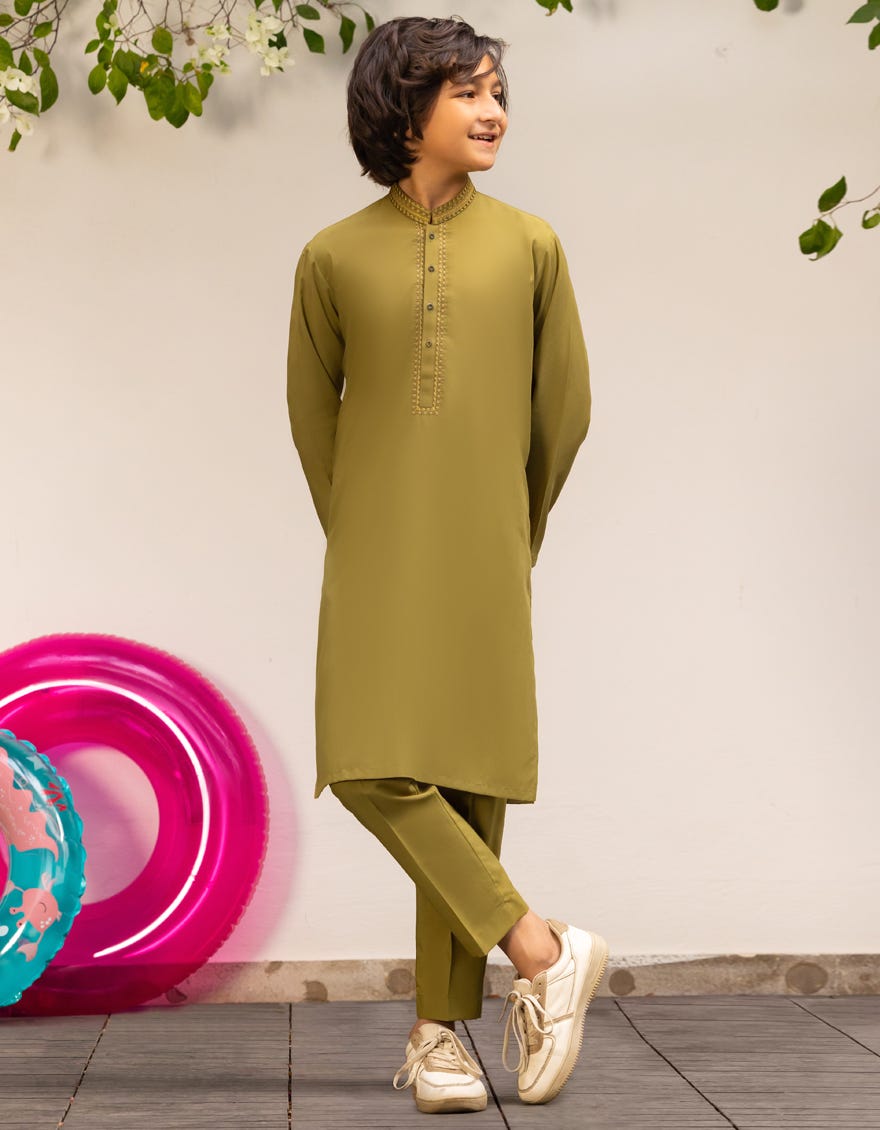 OLIVE BLENDED KURTA TROUSER | JCKP-S-46524