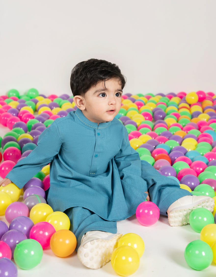 LIGHT BLUE BLENDED KAMEEZ SHALWAR | JJIKS-A-46527