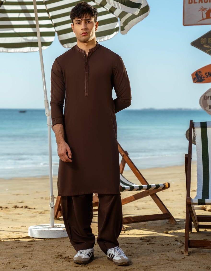 BROWN BLENDED KAMEEZ SHALWAR | JTKS-A-46531