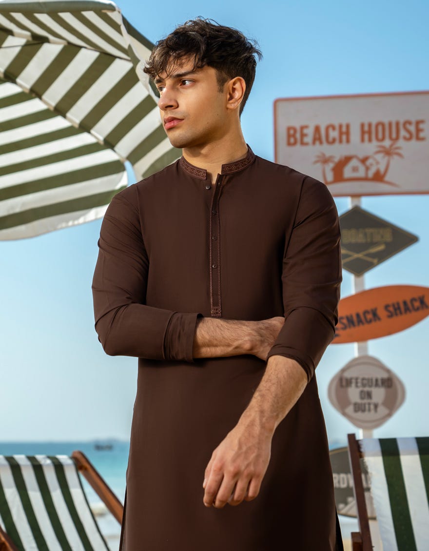 BROWN BLENDED KAMEEZ SHALWAR | JTKS-A-46531