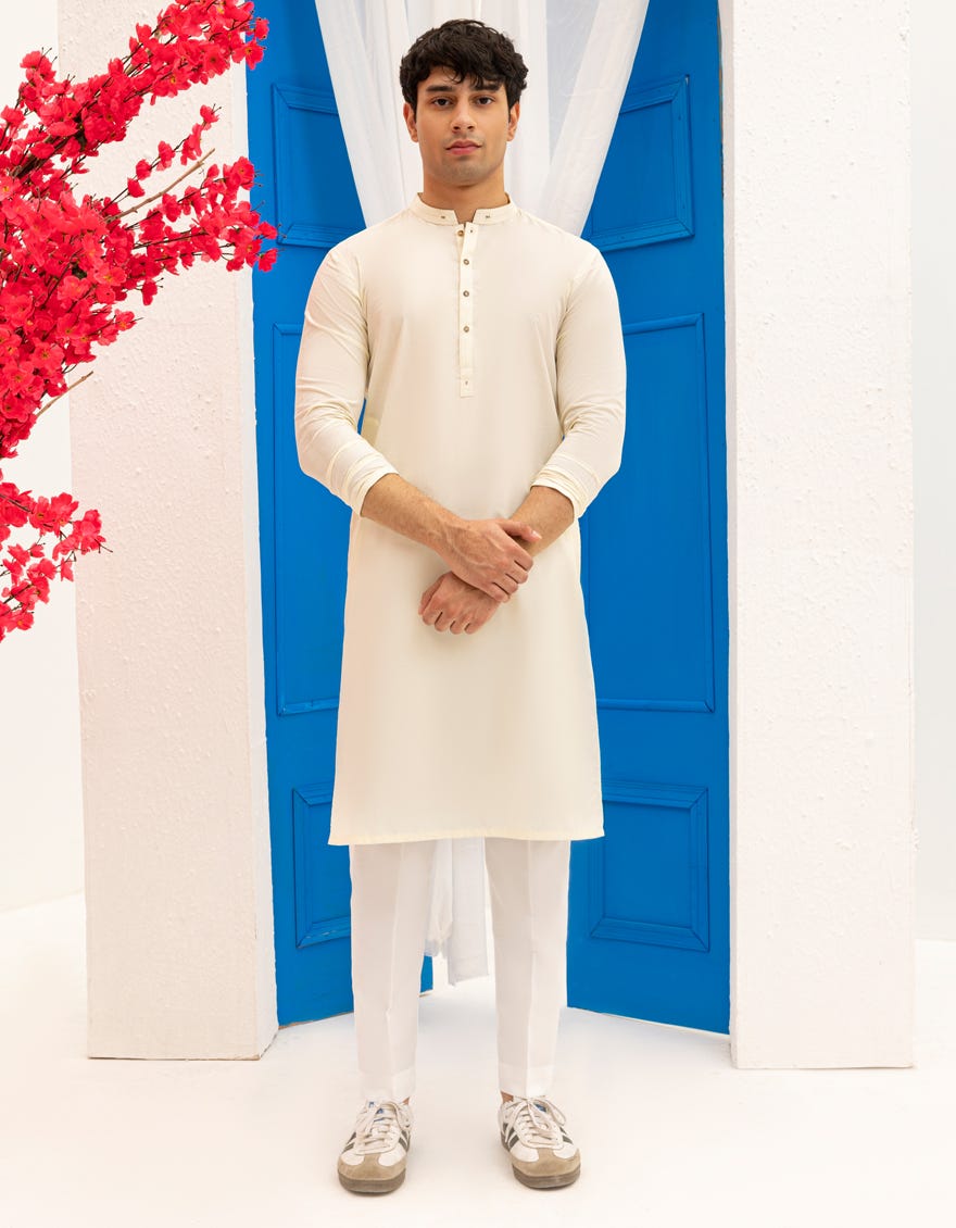 CREAM BLENDED KURTA | JTK-A-46534