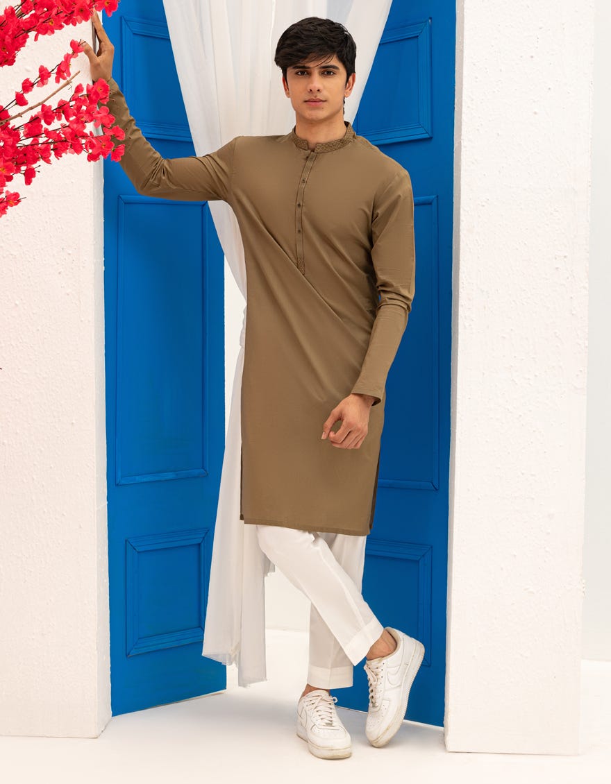 OLIVE BLENDED KURTA
