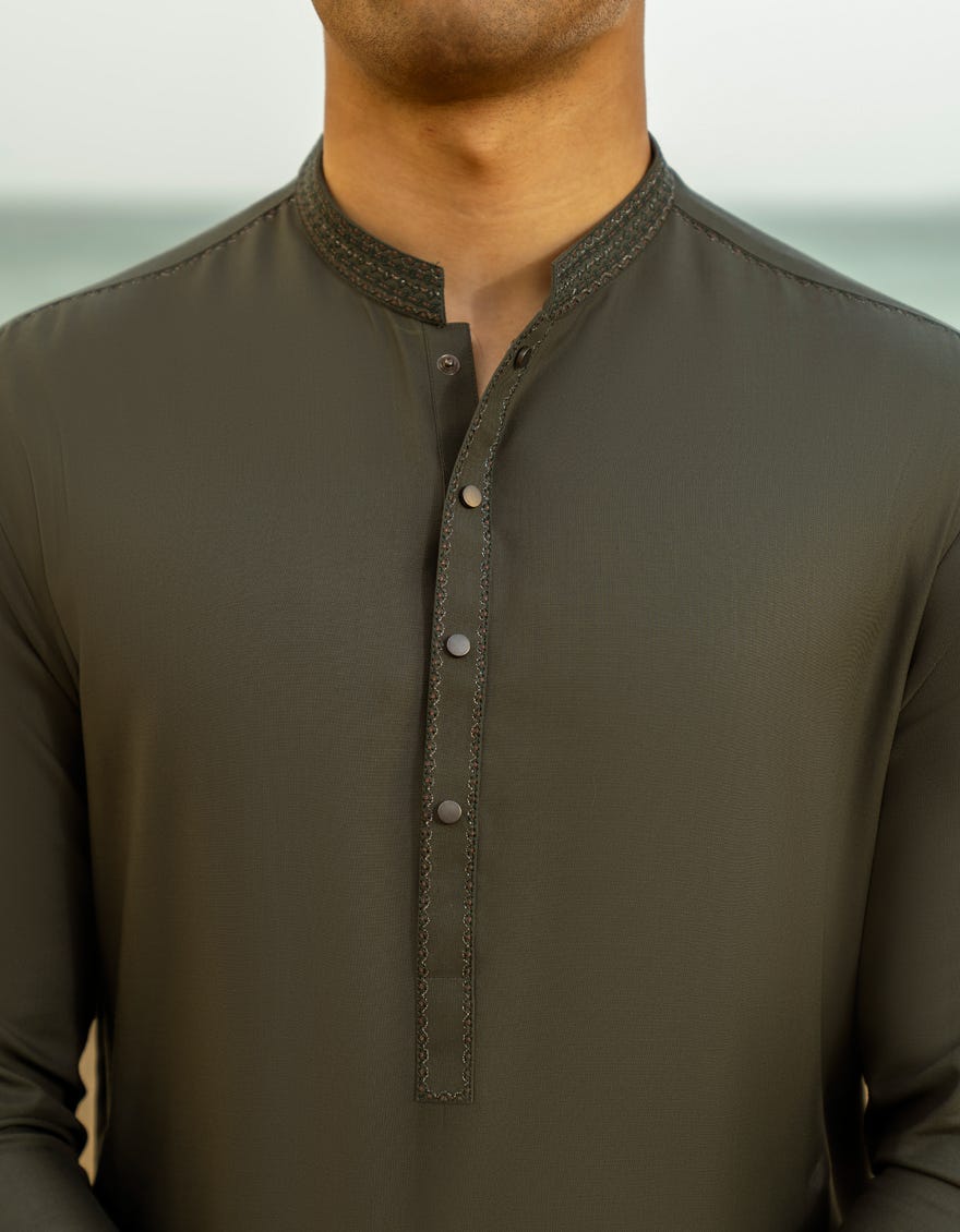 GREEN BLENDED KAMEEZ SHALWAR | JTKS-A-46544