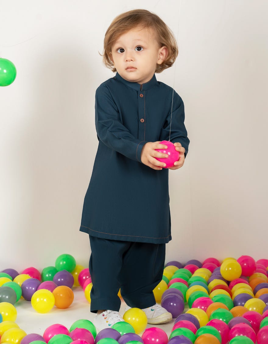 TEAL BLUE BLENDED KAMEEZ SHALWAR | JJIKS-A-46546