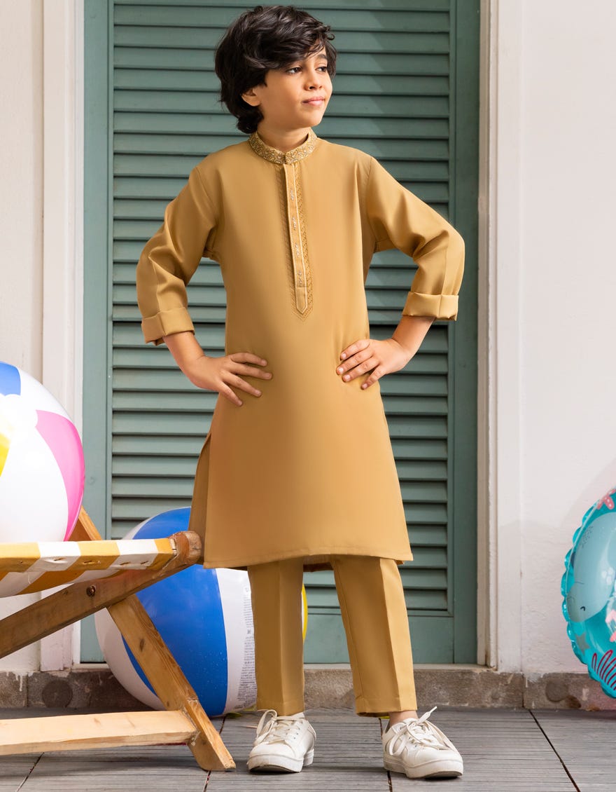 MUSTARD BLENDED KURTA TROUSER | JCKP-A-46550