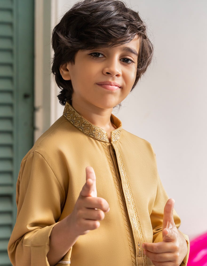 MUSTARD BLENDED KURTA TROUSER | JCKP-A-46550