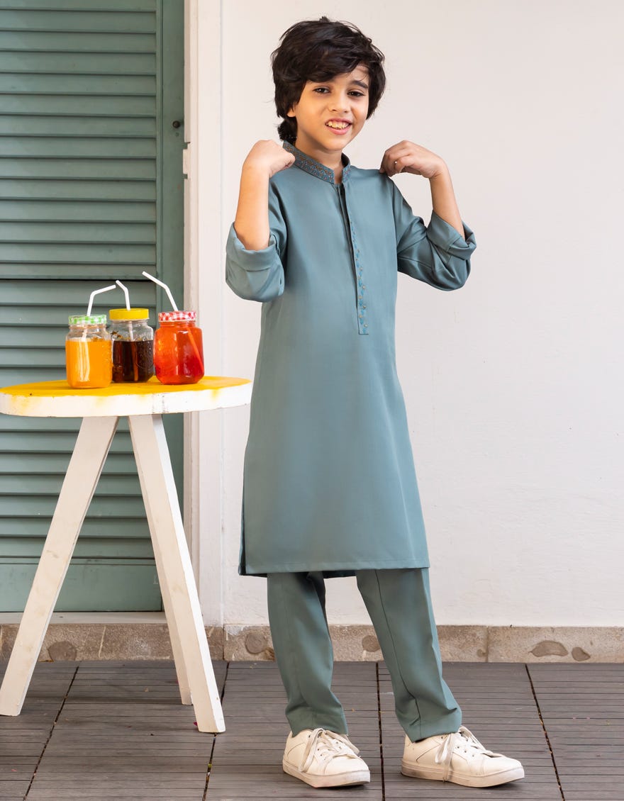 GREEN BLENDED KURTA TROUSER | JCKP-A-46555