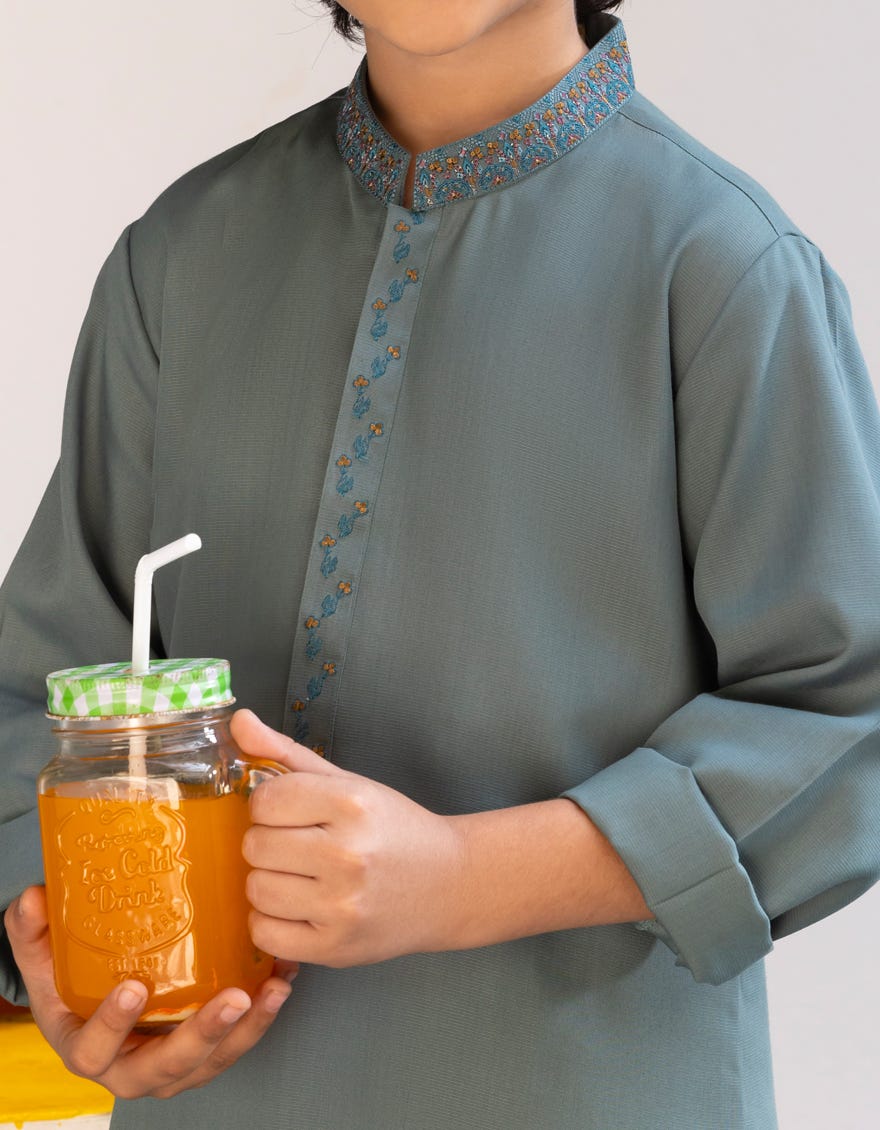 GREEN BLENDED KURTA TROUSER | JCKP-A-46555