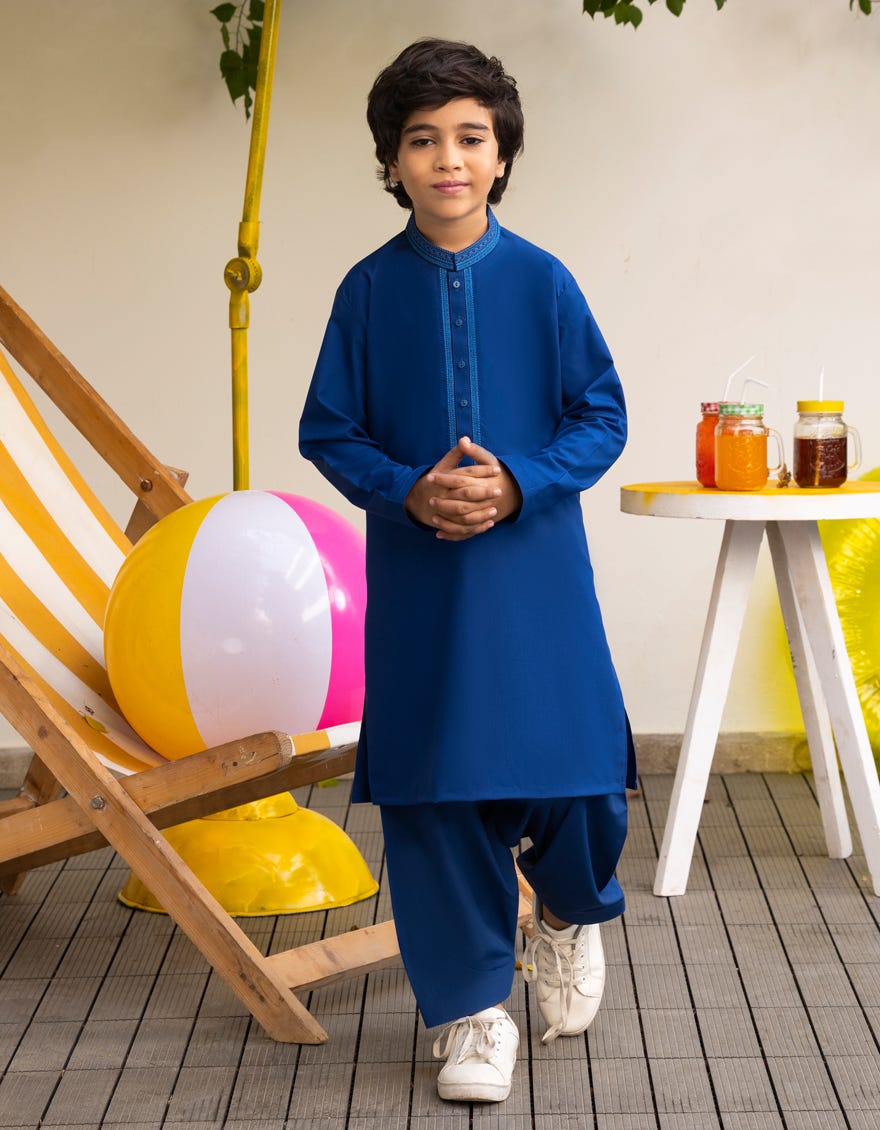 BLUE BLENDED KAMEEZ SHALWAR | JCKS-A-46556
