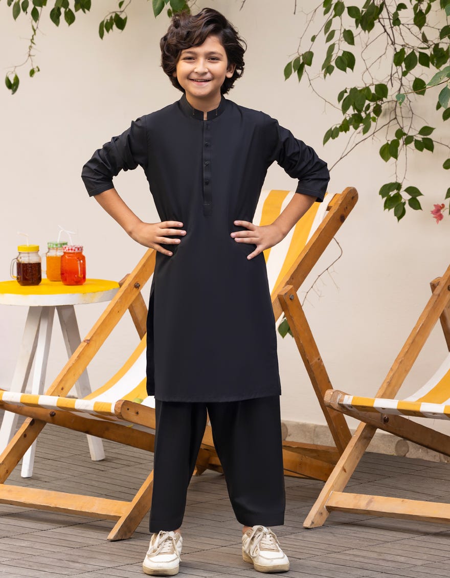 BLACK BLENDED KAMEEZ SHALWAR | JCKS-A-46557