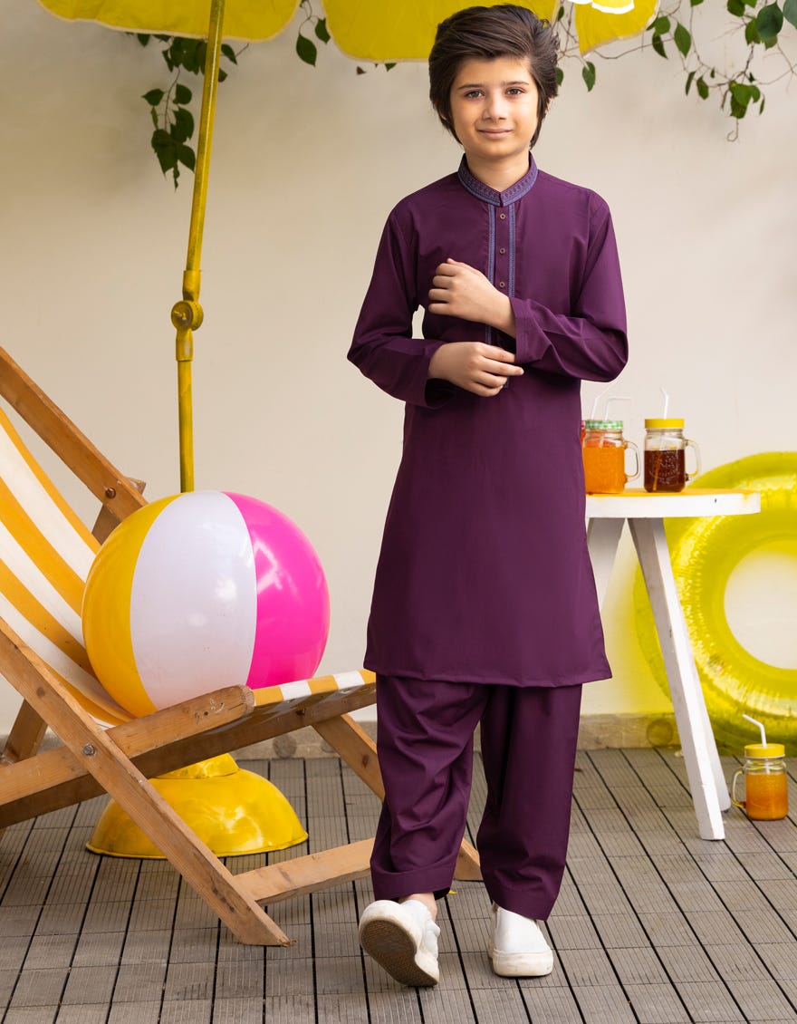 BURGUNDY BLENDED KAMEEZ SHALWAR | JCKS-A-46562