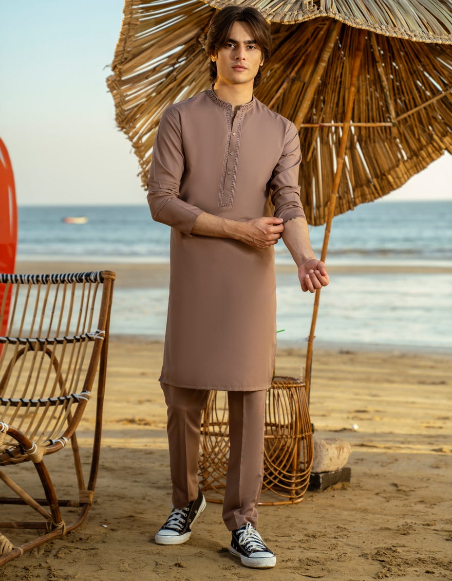 BROWN BLENDED KURTA TROUSER | JTKP-A-46583