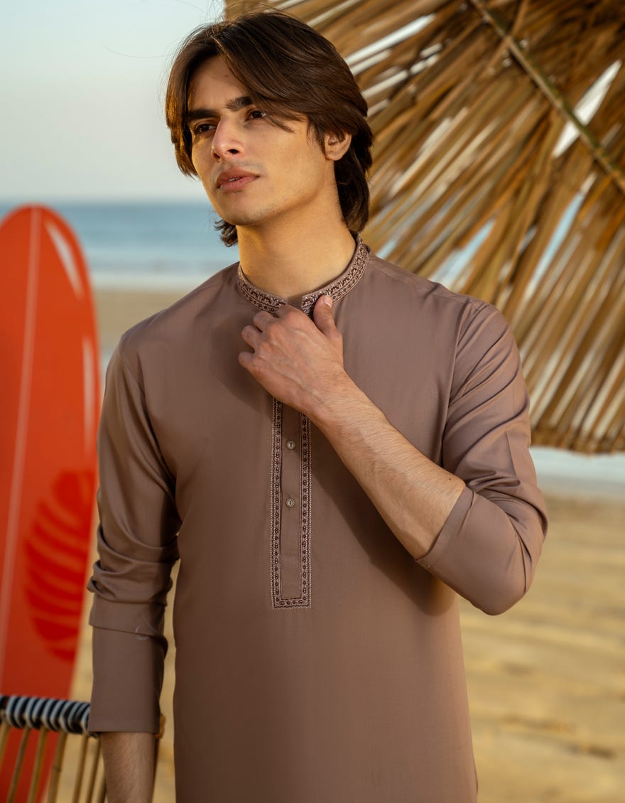 BROWN BLENDED KURTA TROUSER | JTKP-A-46583