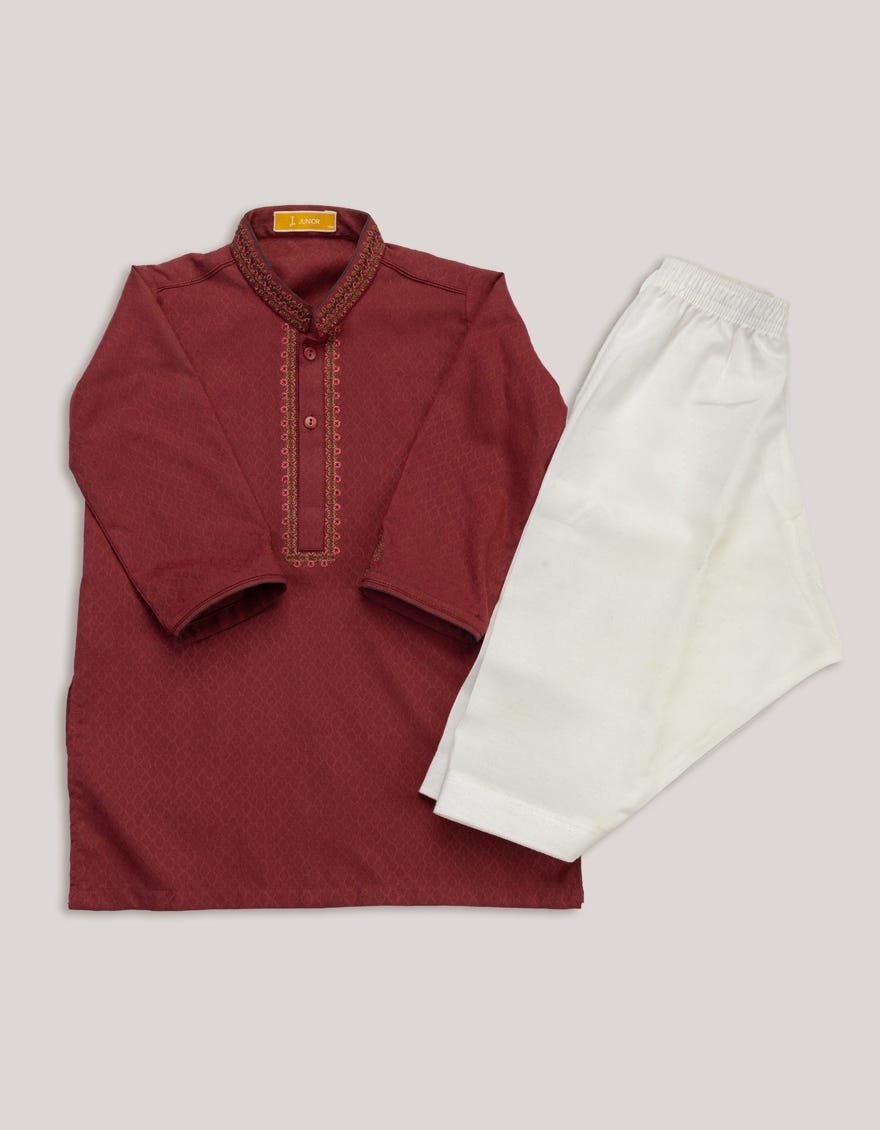 RED BLENDED KAMEEZ SHALWAR
