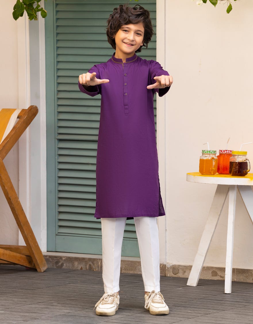 PURPLE COTTON KURTA | JCK-A-46591