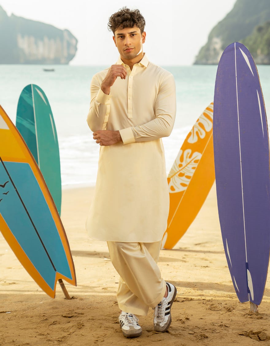 CREAM CVC KAMEEZ SHALWAR | JTKS-A-46592