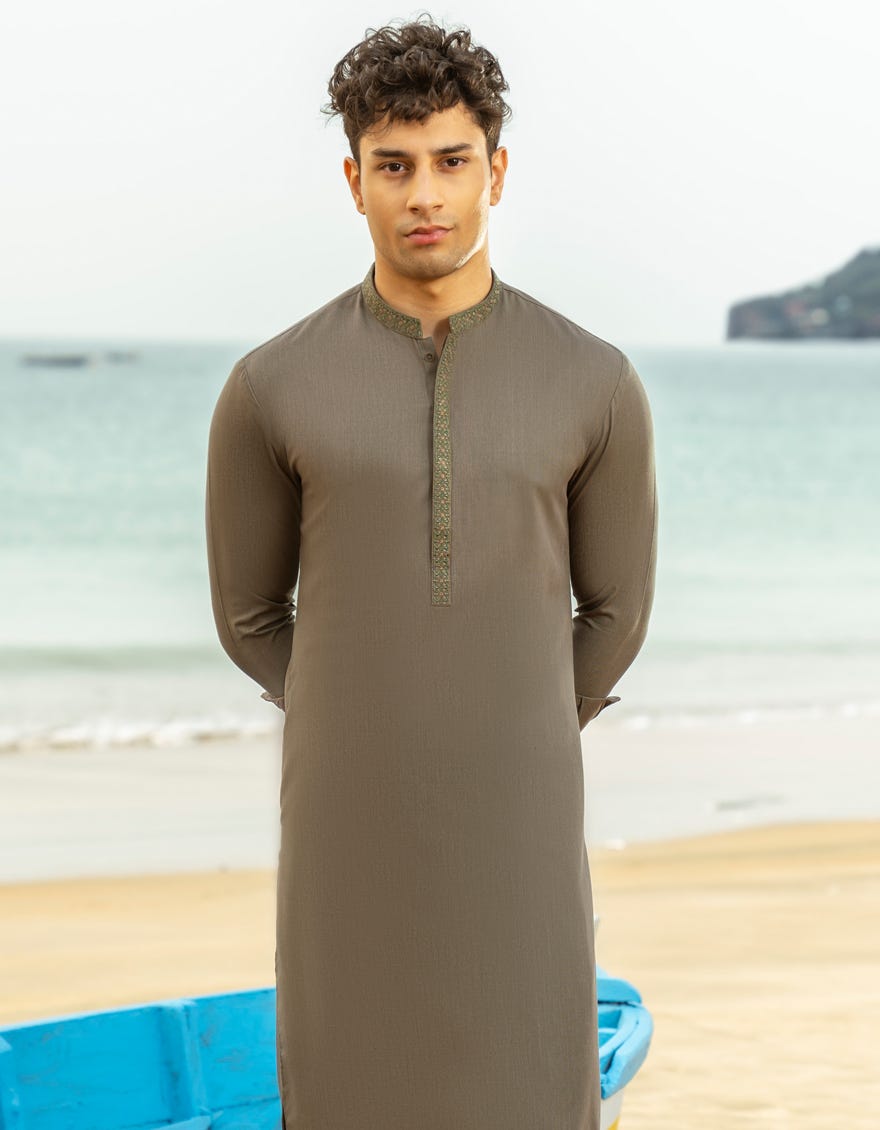 ARMY GREEN BLENDED KAMEEZ SHALWAR | JTKS-A-46601