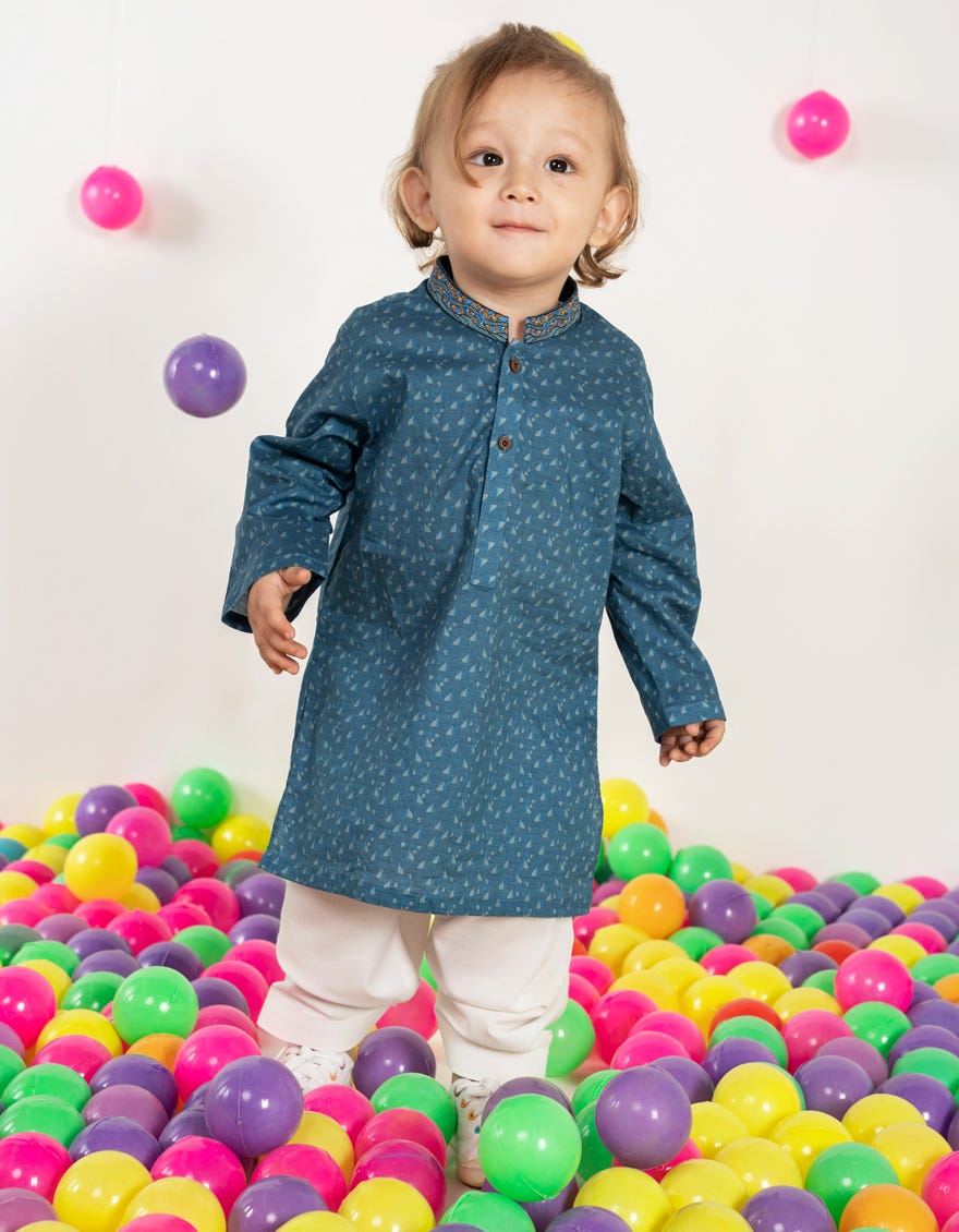 BLUE COTTON KAMEEZ SHALWAR | JJIKS-A-46607
