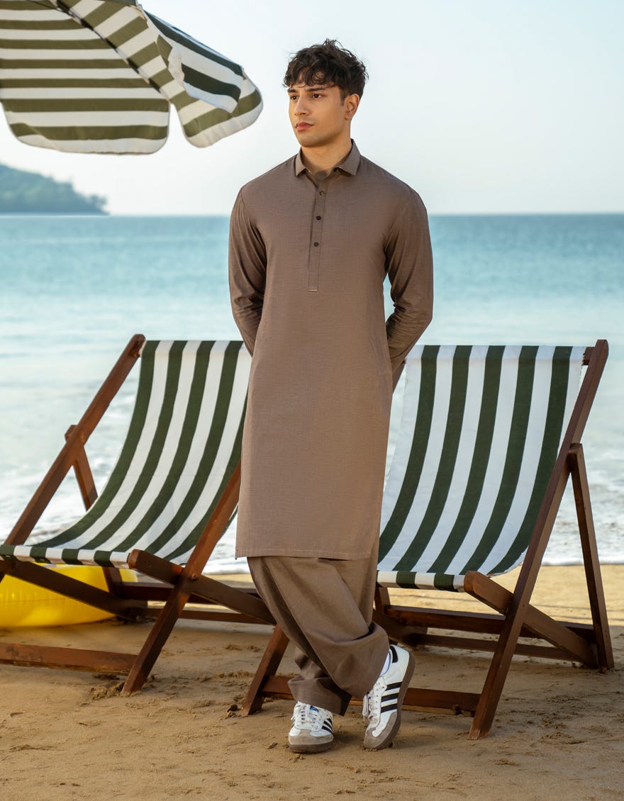 BROWN COTTON KAMEEZ SHALWAR | JTKS-A-46645