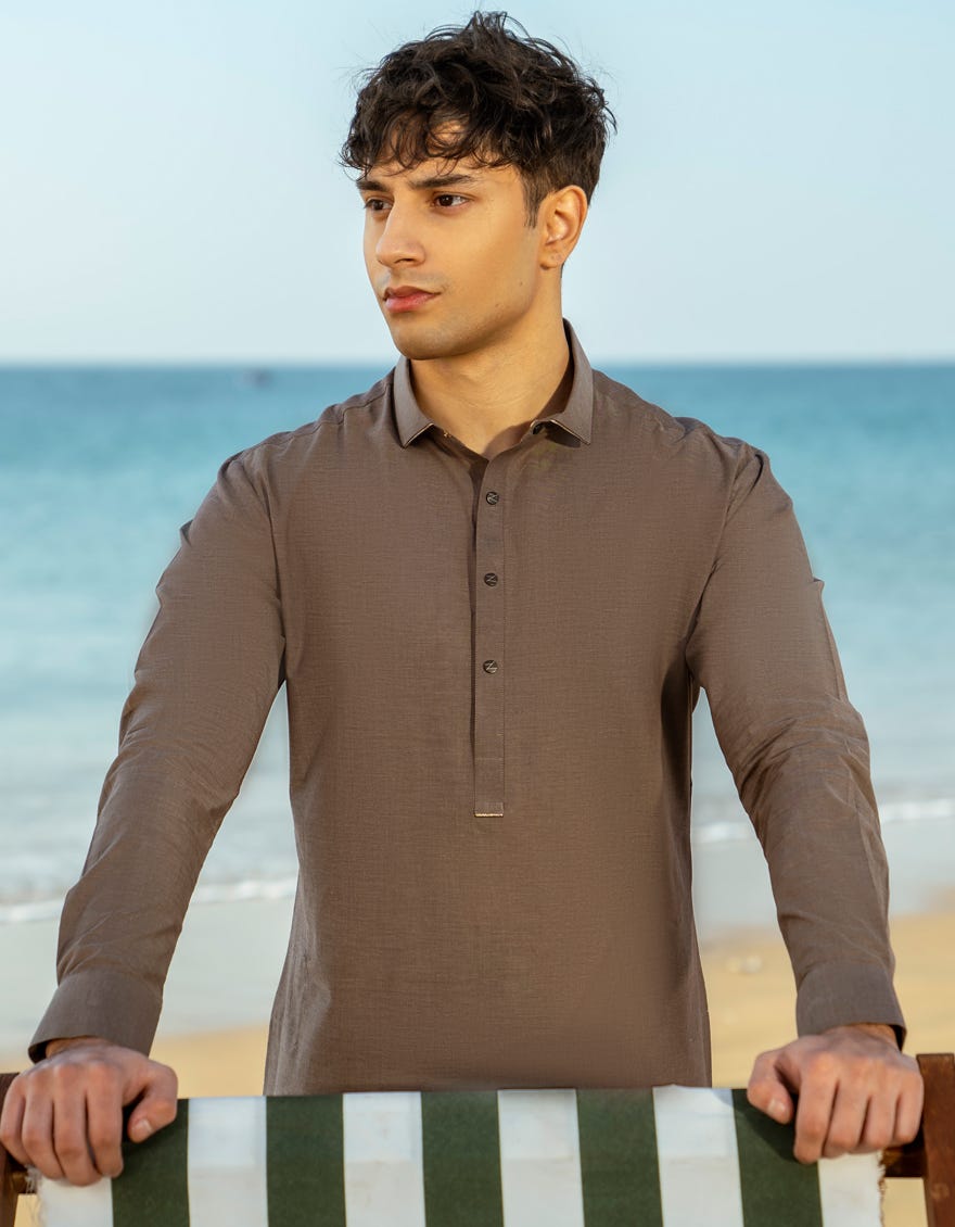 BROWN COTTON KAMEEZ SHALWAR | JTKS-A-46645