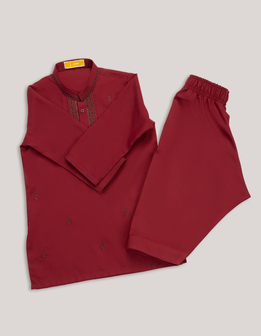 MAROON BLENDED KAMEEZ SHALWAR