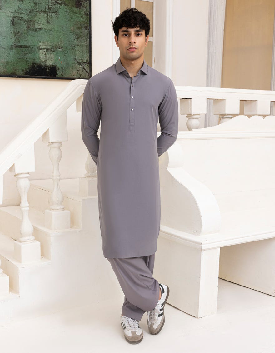 GREY BLENDED KAMEEZ SHALWAR