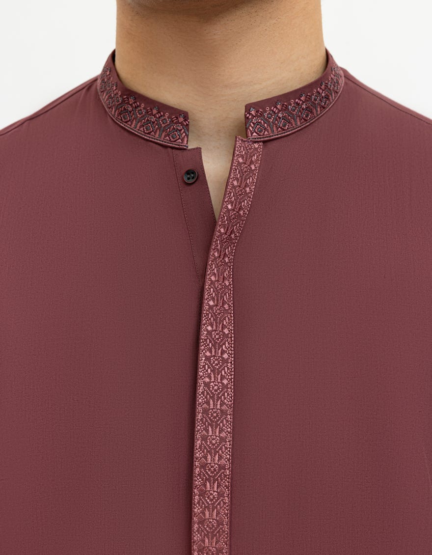 BRICK RED BLENDED KAMEEZ SHALWAR