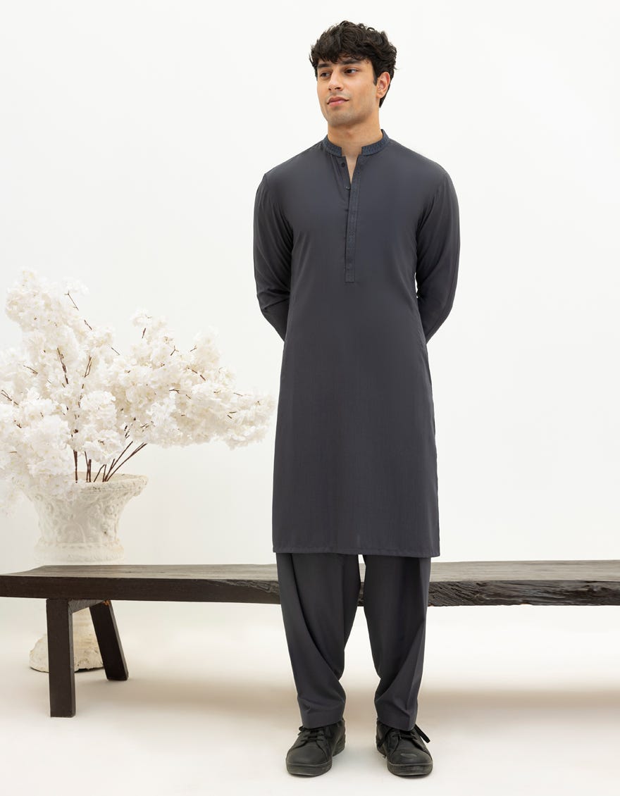 GREY BLENDED KAMEEZ SHALWAR