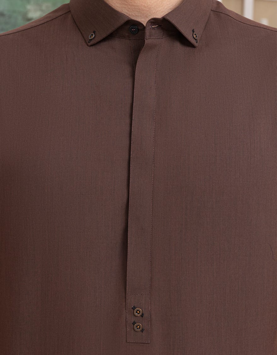 DARK BROWN BLENDED KAMEEZ SHALWAR