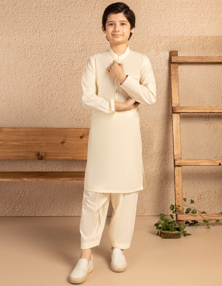 CREAM BLENDED CASUAL KAMEEZ SHALWAR