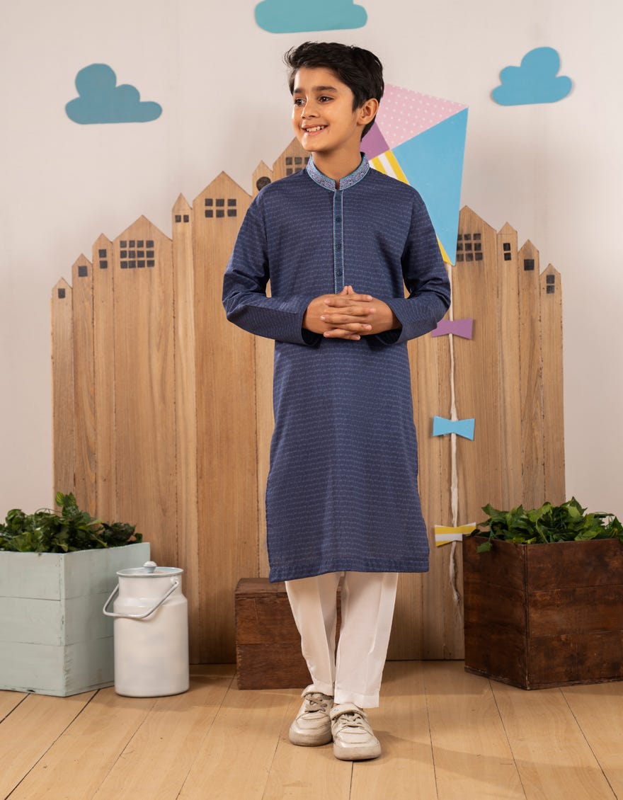 BLUE COTTON KAMEEZ SHALWAR