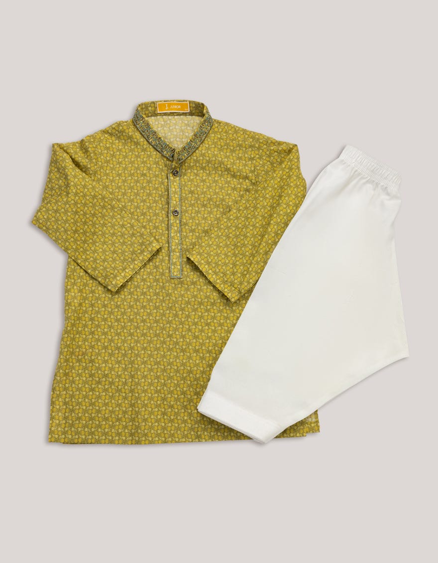 LEMON YELLOW COTTON KAMEEZ SHALWAR
