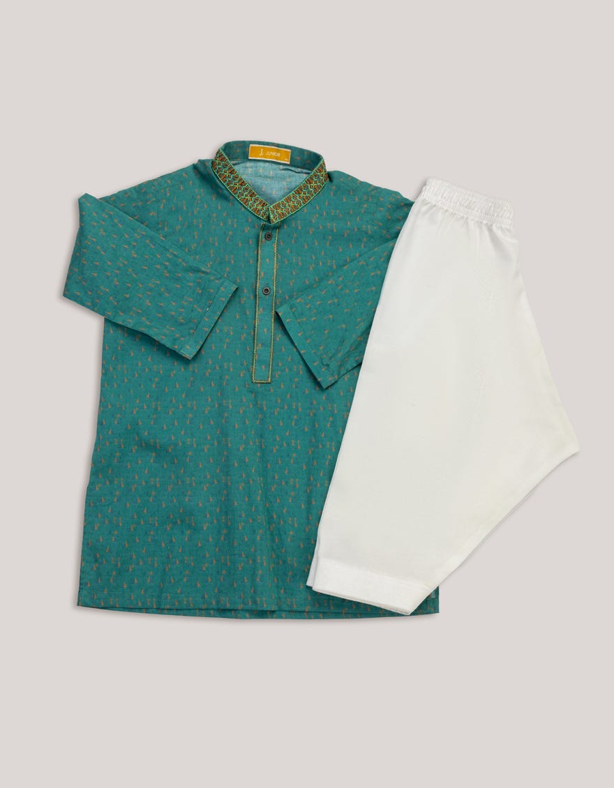 GREEN COTTON KAMEEZ SHALWAR