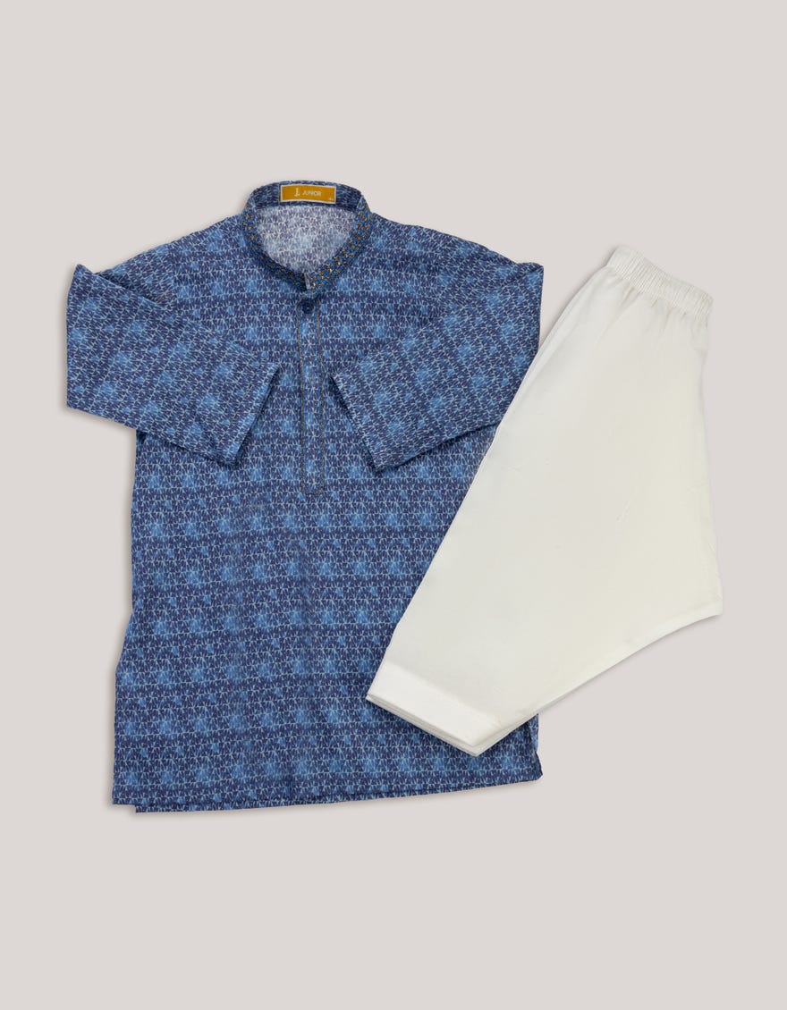 BLUE COTTON KAMEEZ SHALWAR