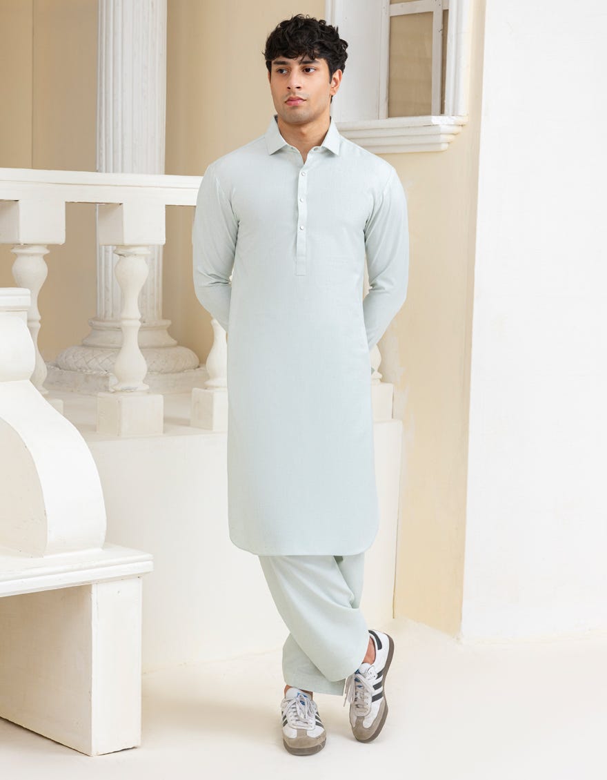 LIGHT GREEN BLENDED KAMEEZ SHALWAR