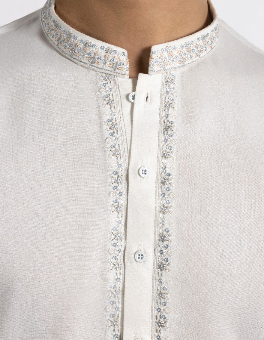 OFF WHITE BLENDED KAMEEZ SHALWAR