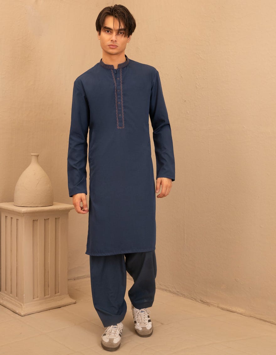 BLUE BLENDED KAMEEZ SHALWAR