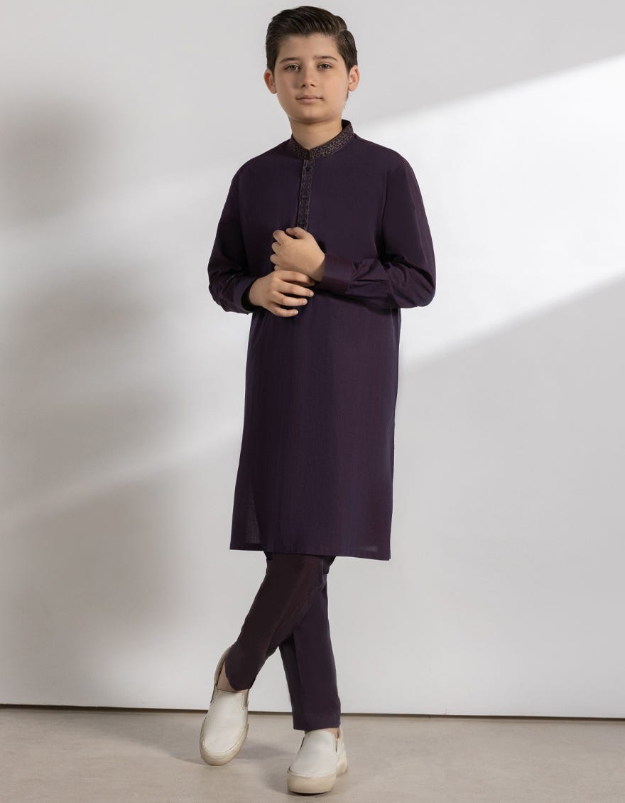 PURPLE COTTON KURTA TROUSERS
