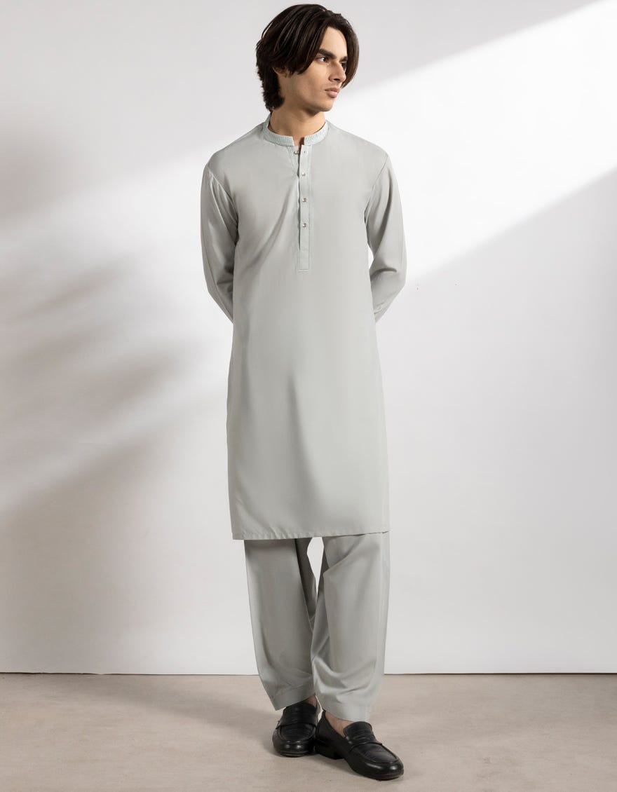 ASH GREY BLENDED KAMEEZ SHALWAR