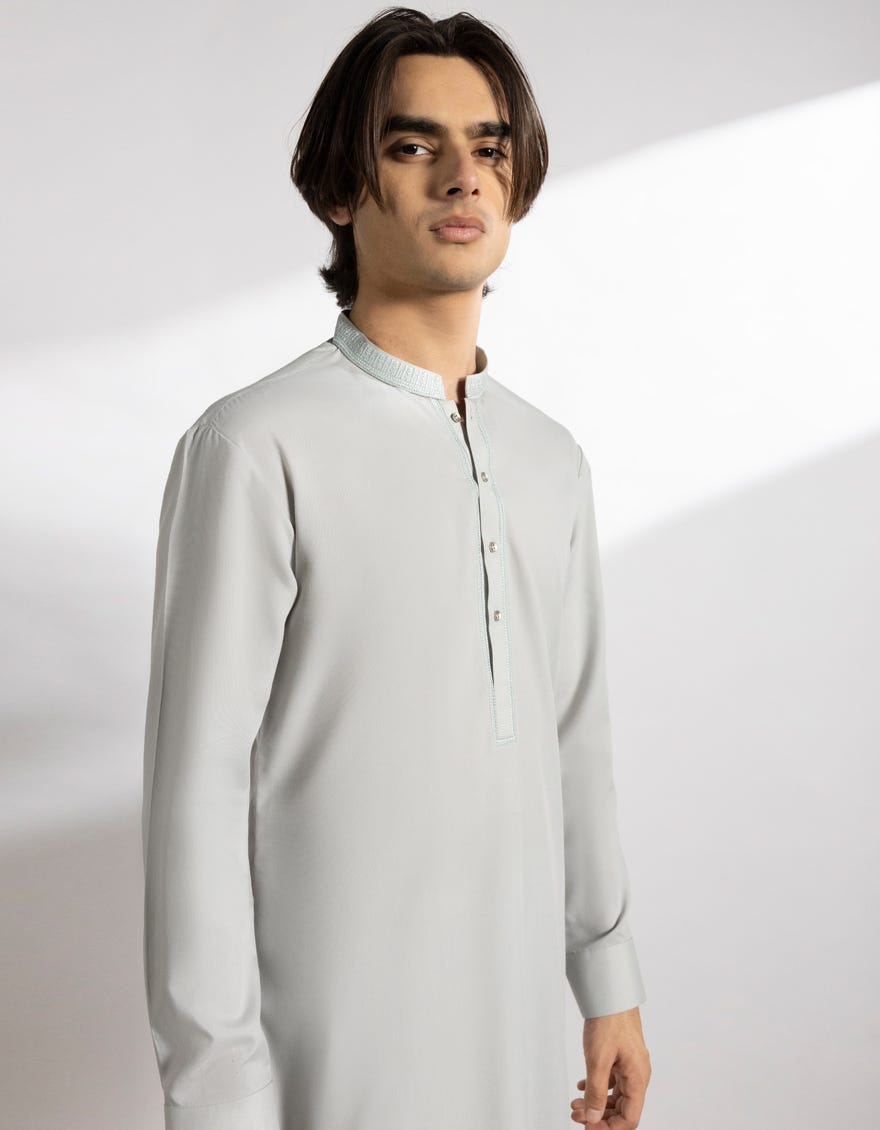 ASH GREY BLENDED KAMEEZ SHALWAR