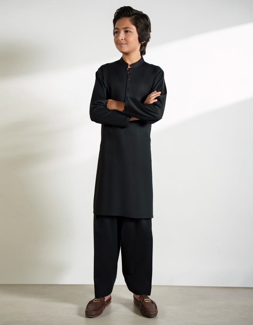 BLACK BLENDED KURTA TROUSERS