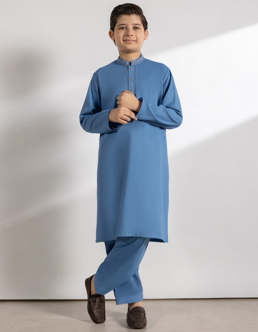 SKY BLUE BLENDED KAMEEZ SHALWAR
