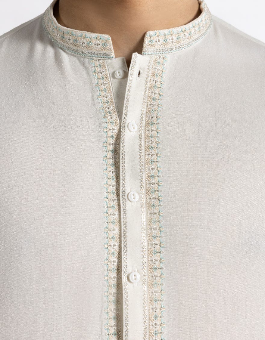 OFF WHITE BLENDED KAMEEZ SHALWAR