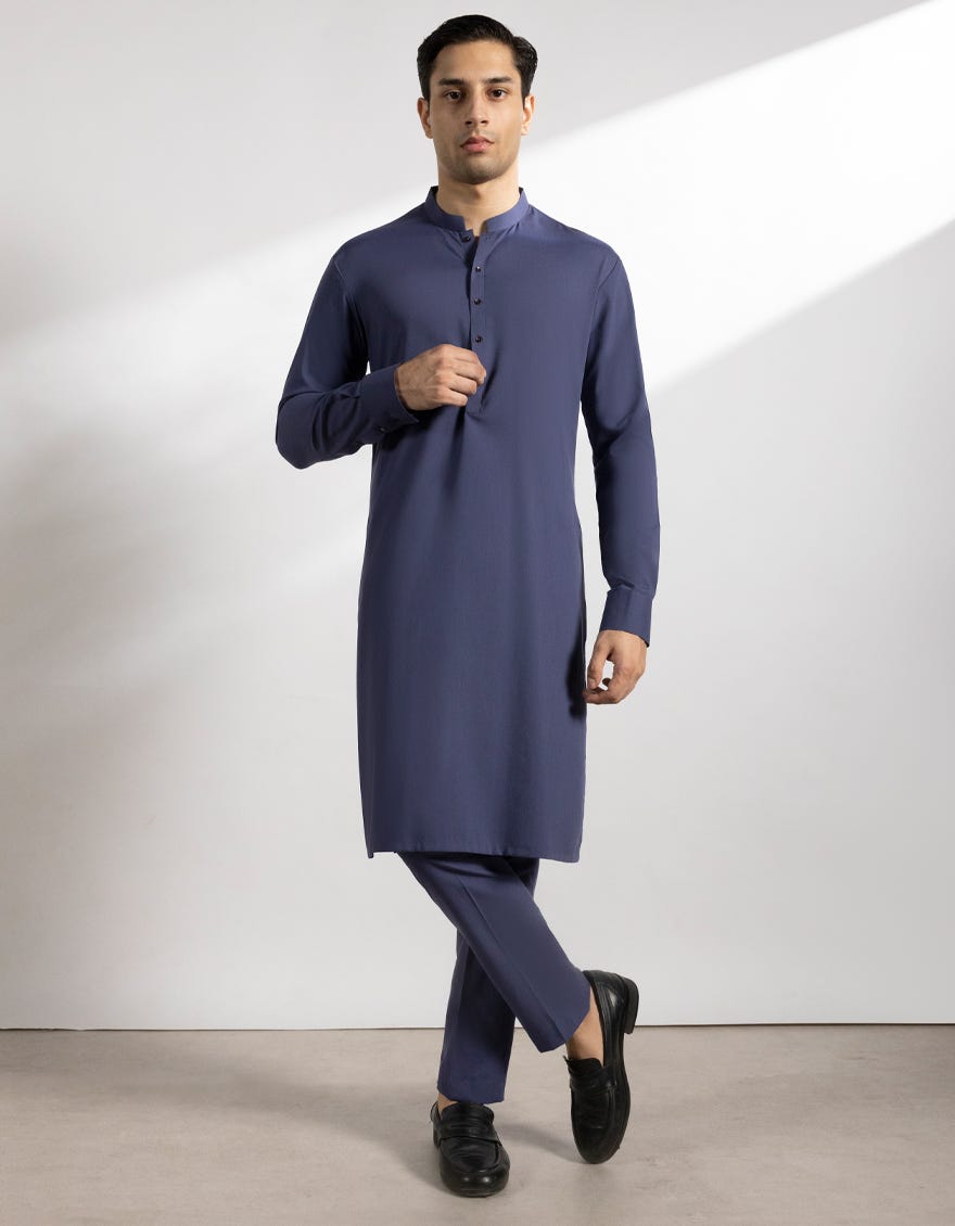 INDIGO BLENDED KURTA TROUSERS