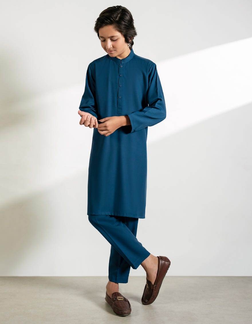 BLUE BLENDED KURTA TROUSER