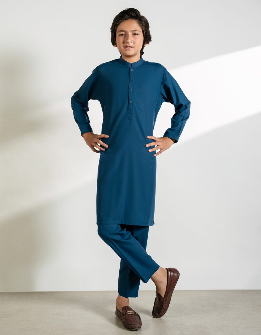 BLUE BLENDED KURTA TROUSER