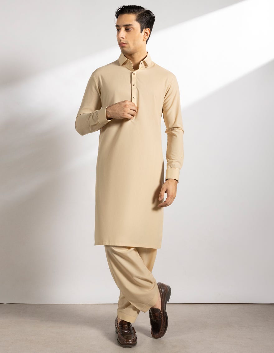 BEIGE BLENDED KAMEEZ SHALWAR