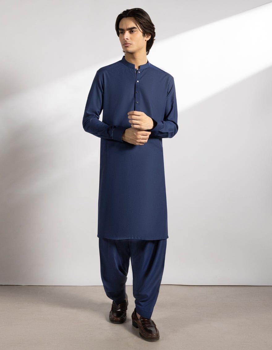 BLUE BLENDED KAMEEZ SHALWAR